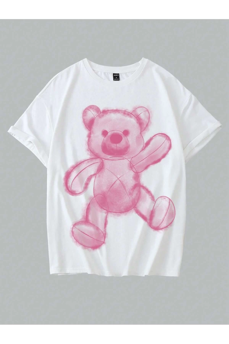 Karikatür ve Grafik tasarım Oversize T-shirt Cartoon/Letter serisi kod716