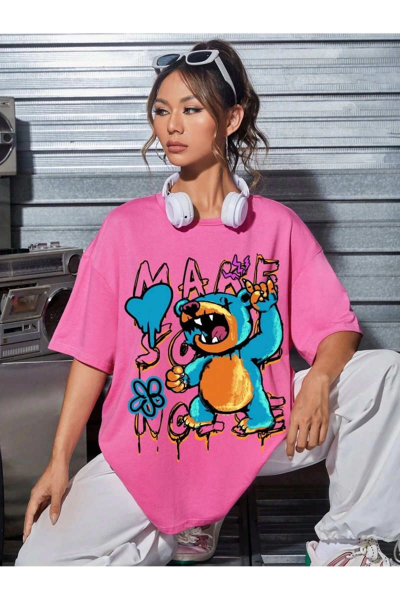 Karikatür ve Grafik tasarım Oversize T-shirt Cartoon/Letter serisi kod719