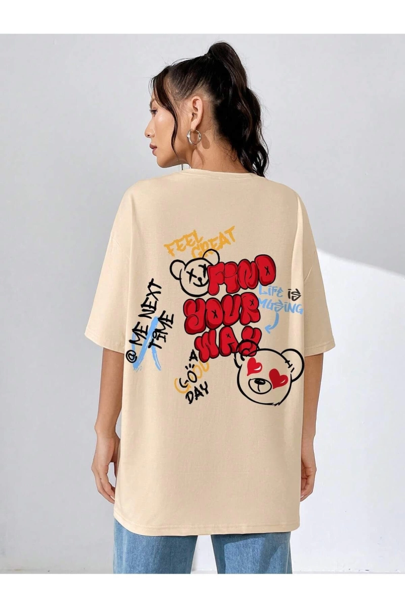 Karikatür ve Grafik tasarım Oversize T-shirt Cartoon/Letter serisi kod727