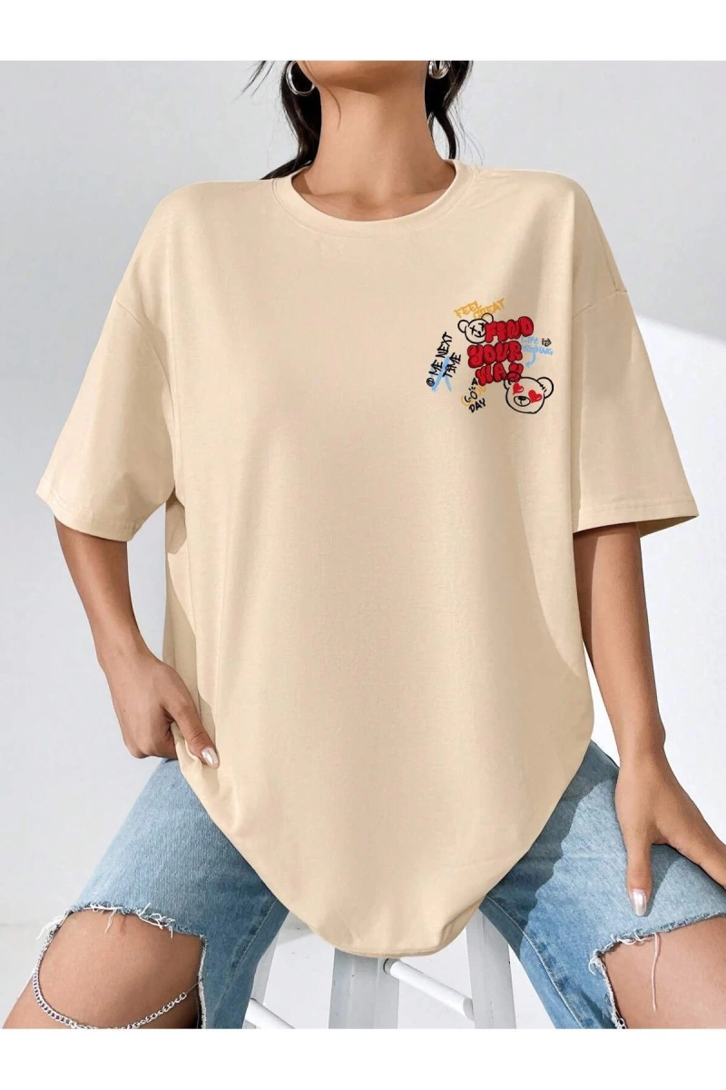 Karikatür ve Grafik tasarım Oversize T-shirt Cartoon/Letter serisi kod727