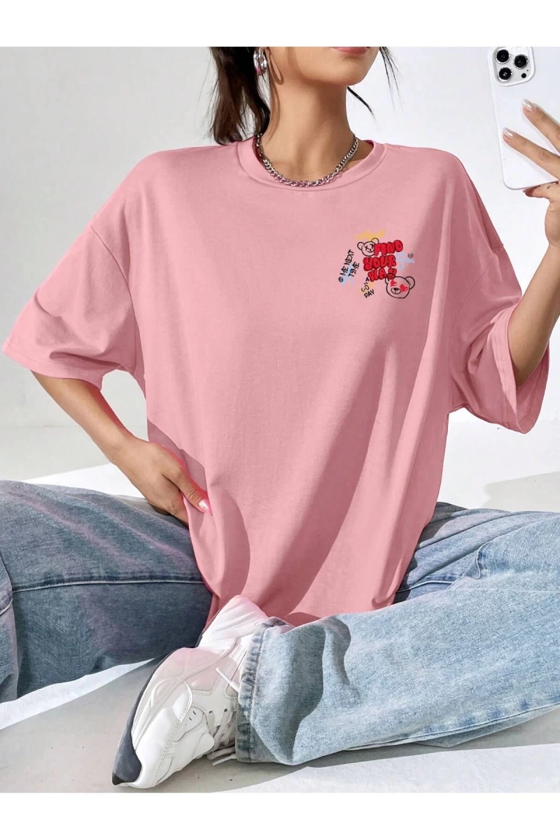 Karikatür ve Grafik tasarım Oversize T-shirt Cartoon/Letter serisi kod728