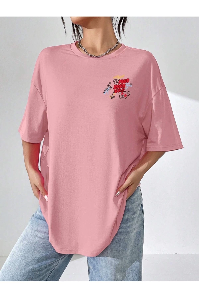 Karikatür ve Grafik tasarım Oversize T-shirt Cartoon/Letter serisi kod728