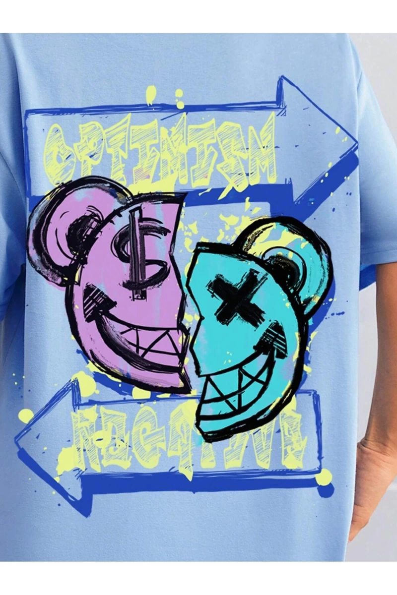 Karikatür ve Grafik tasarım Oversize T-shirt Cartoon/Letter serisi kod743