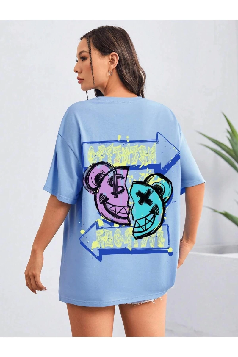 Karikatür ve Grafik tasarım Oversize T-shirt Cartoon/Letter serisi kod743