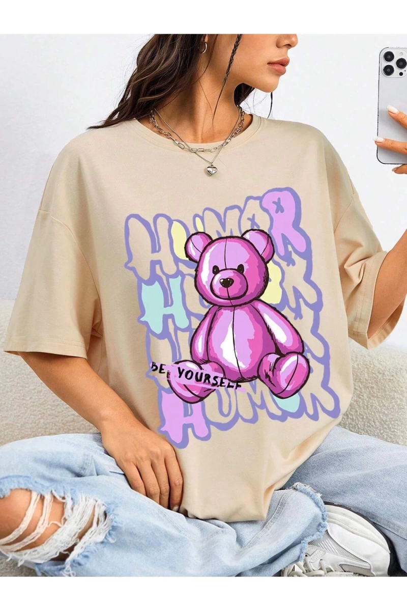 Karikatür ve Grafik tasarım Oversize T-shirt Cartoon/Letter serisi kod764