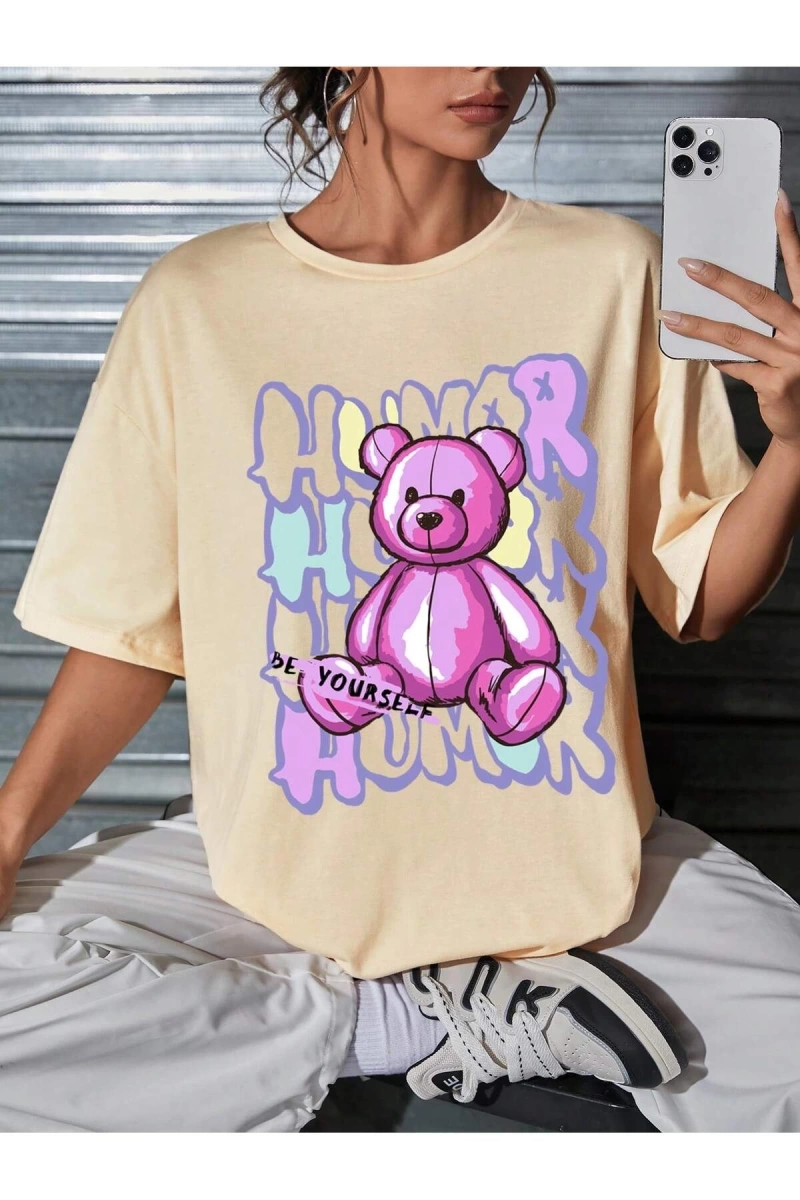 Karikatür ve Grafik tasarım Oversize T-shirt Cartoon/Letter serisi kod764