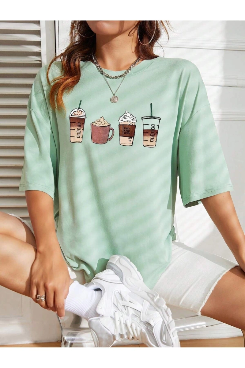 Karikatür ve Grafik tasarım Oversize T-shirt Cartoon/Letter serisi kod769