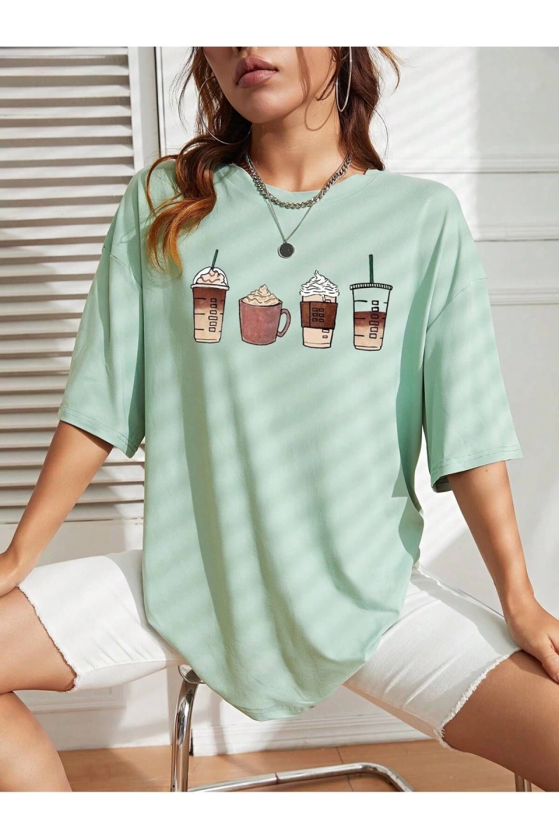 Karikatür ve Grafik tasarım Oversize T-shirt Cartoon/Letter serisi kod769