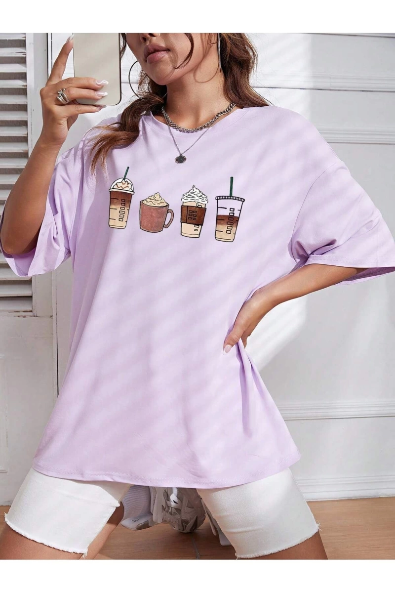 Karikatür ve Grafik tasarım Oversize T-shirt Cartoon/Letter serisi kod772