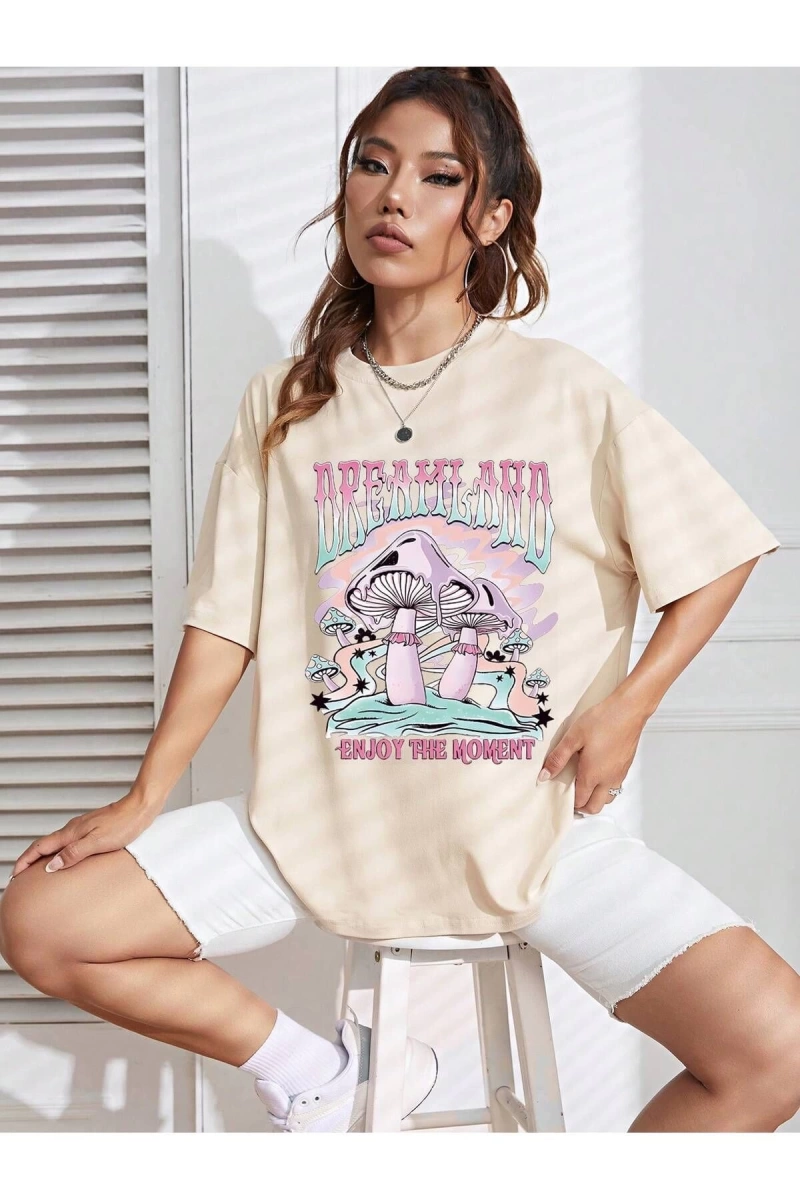 Karikatür ve Grafik tasarım Oversize T-shirt Cartoon/Letter serisi kod777