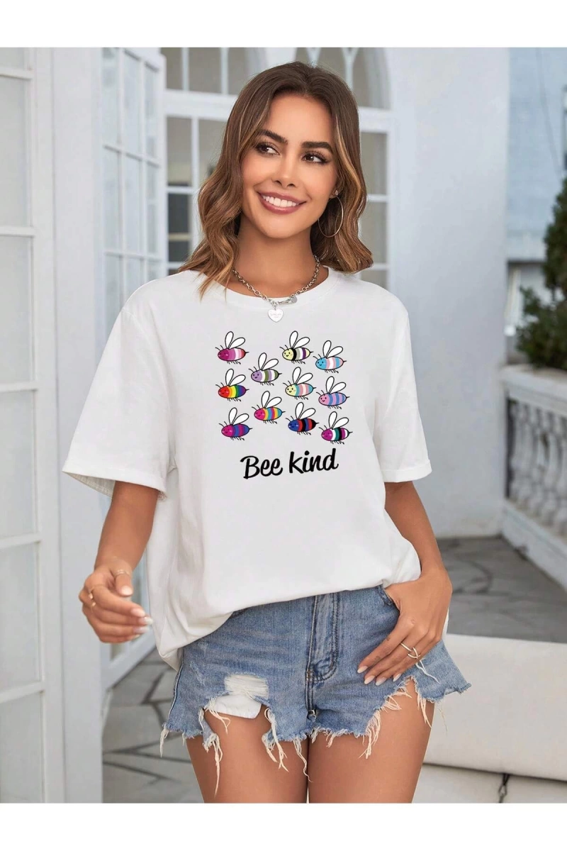 Karikatür ve Grafik tasarım Oversize T-shirt Cartoon/Letter serisi kod792