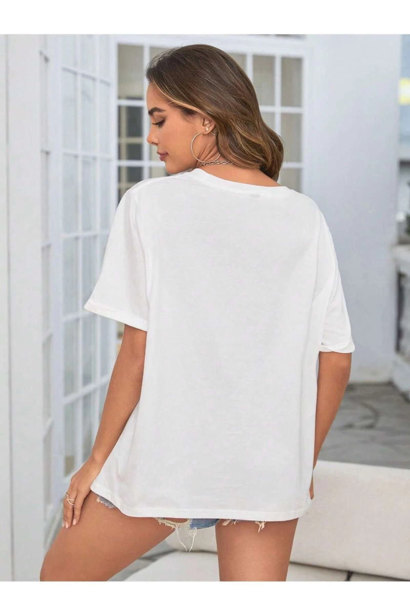 Karikatür ve Grafik tasarım Oversize T-shirt Cartoon/Letter serisi kod792