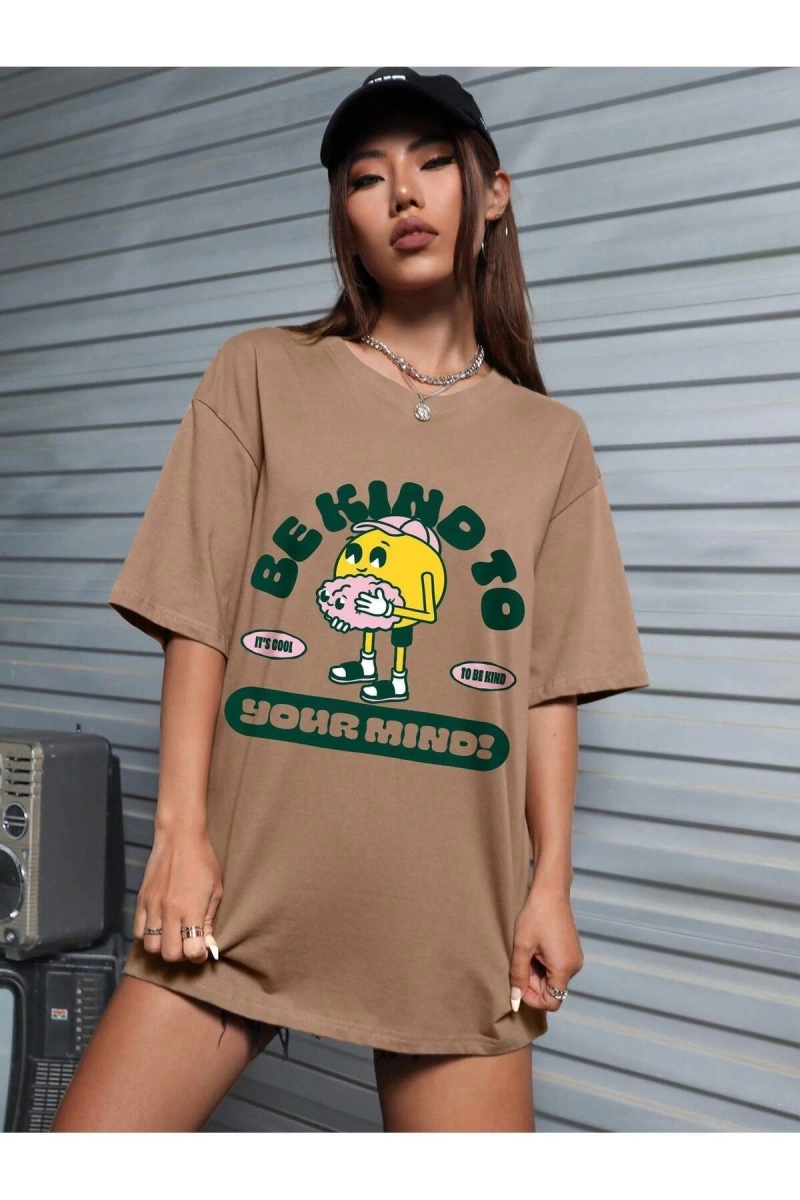 Karikatür ve Grafik tasarım Oversize T-shirt Cartoon/Letter serisi kod794