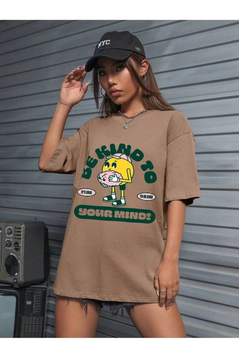 Karikatür ve Grafik tasarım Oversize T-shirt Cartoon/Letter serisi kod794