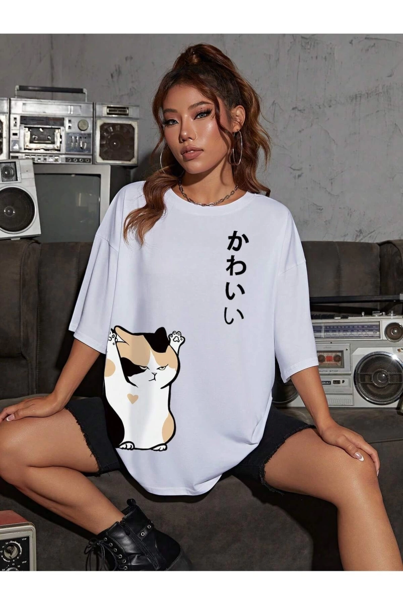 Karikatür ve Grafik tasarım Oversize T-shirt Cartoon/Letter serisi kod807