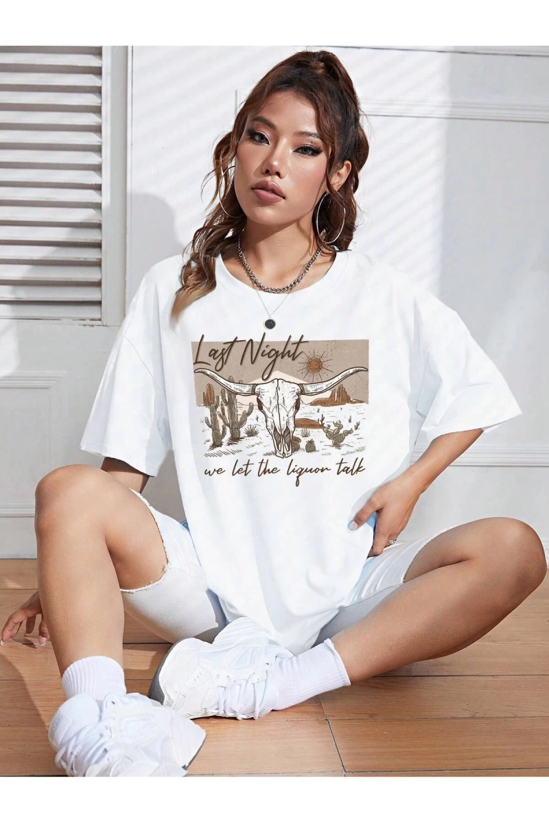 Karikatür ve Grafik tasarım Oversize T-shirt Cartoon/Letter serisi kod809