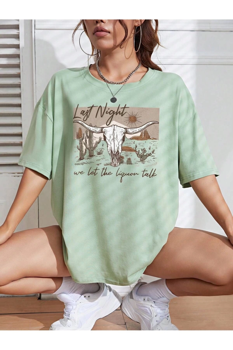 Karikatür ve Grafik tasarım Oversize T-shirt Cartoon/Letter serisi kod811