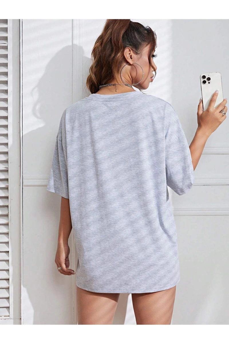 Karikatür ve Grafik tasarım Oversize T-shirt Cartoon/Letter serisi kod815