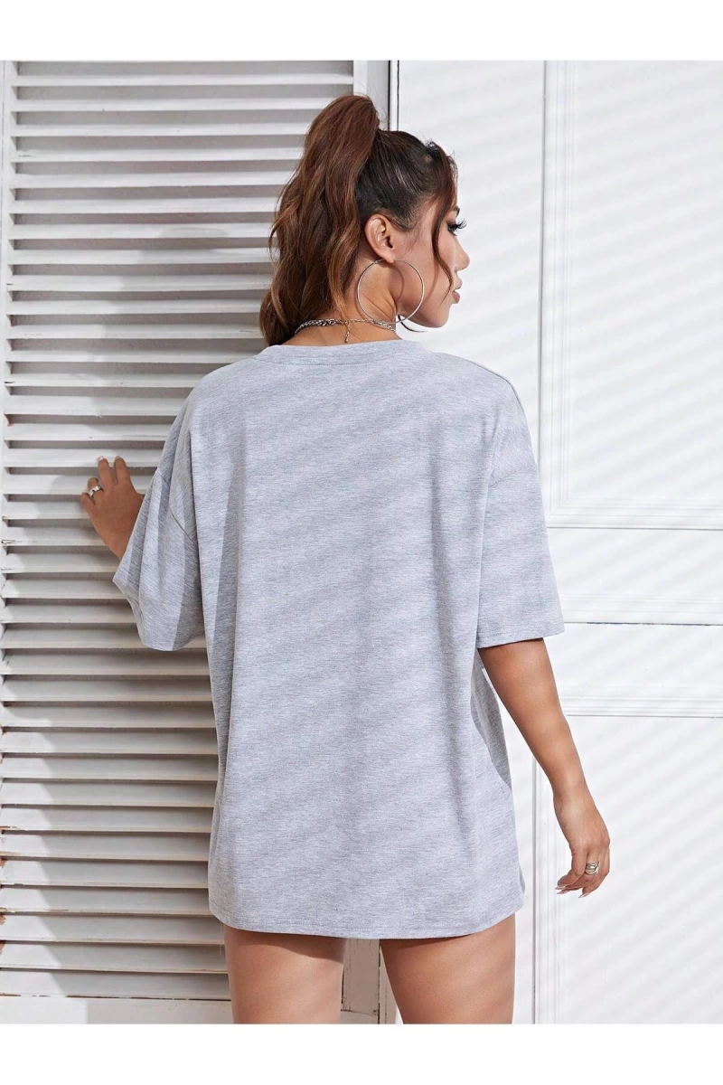 Karikatür ve Grafik tasarım Oversize T-shirt Cartoon/Letter serisi kod815