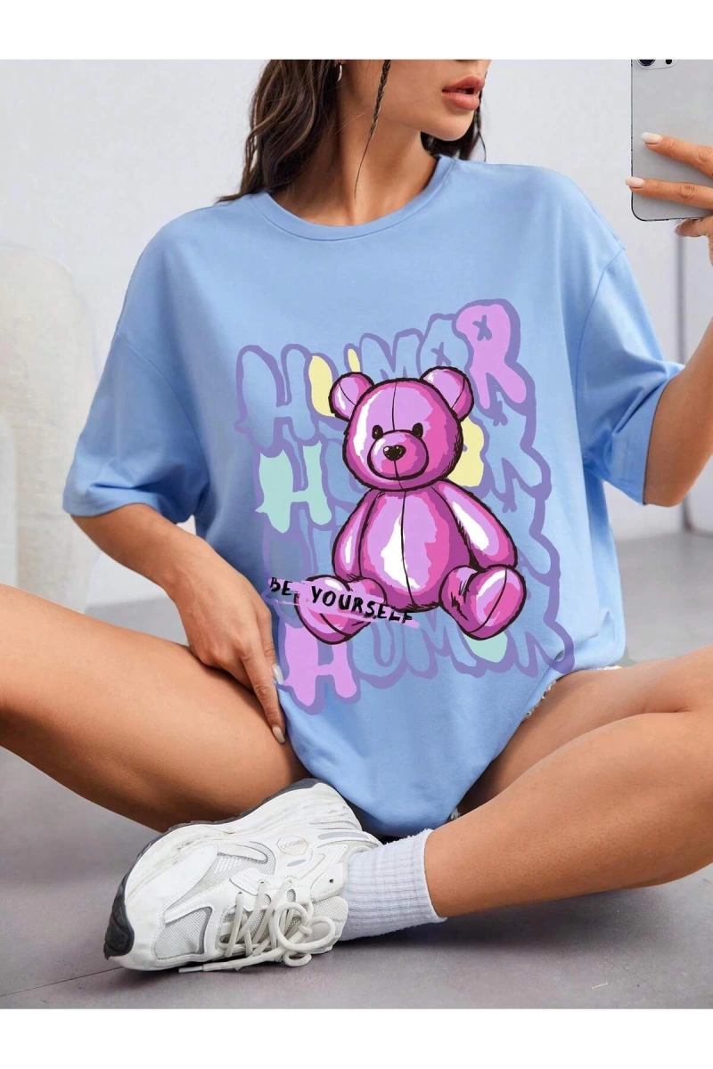 Karikatür ve Grafik tasarım Oversize T-shirt Cartoon/Letter serisi kod848