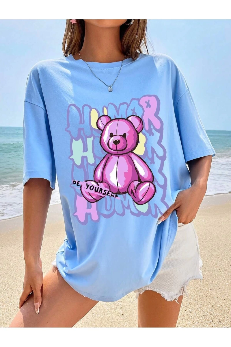 Karikatür ve Grafik tasarım Oversize T-shirt Cartoon/Letter serisi kod848