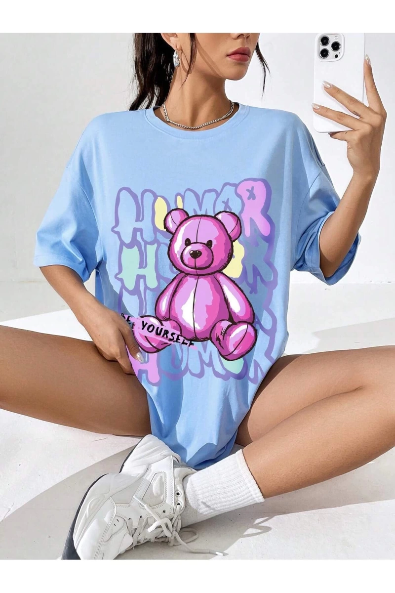 Karikatür ve Grafik tasarım Oversize T-shirt Cartoon/Letter serisi kod848
