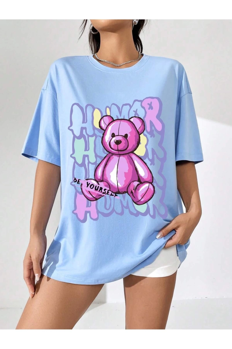 Karikatür ve Grafik tasarım Oversize T-shirt Cartoon/Letter serisi kod848