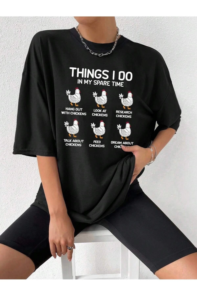 Karikatür ve Grafik tasarım Oversize T-shirt Cartoon/Letter serisi kod857