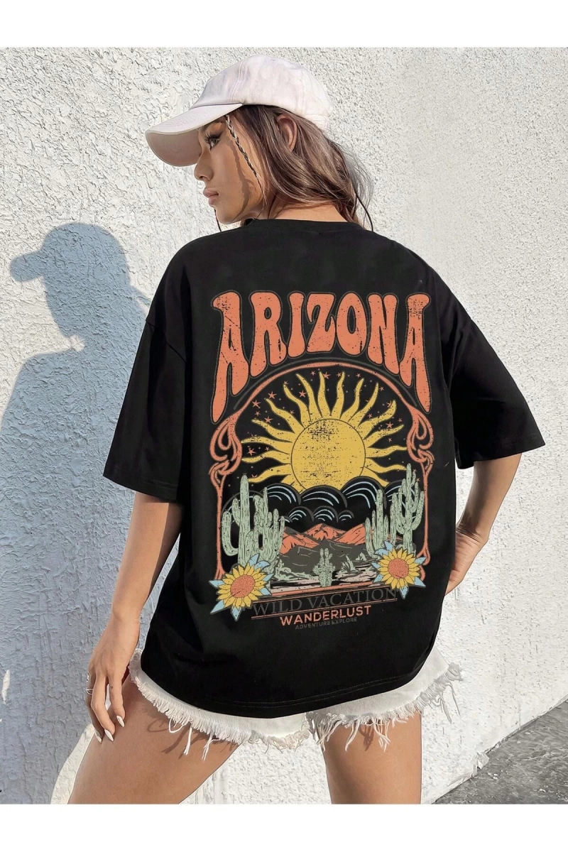 Karikatür ve Grafik tasarım Oversize T-shirt Cartoon/Letter serisi kod858