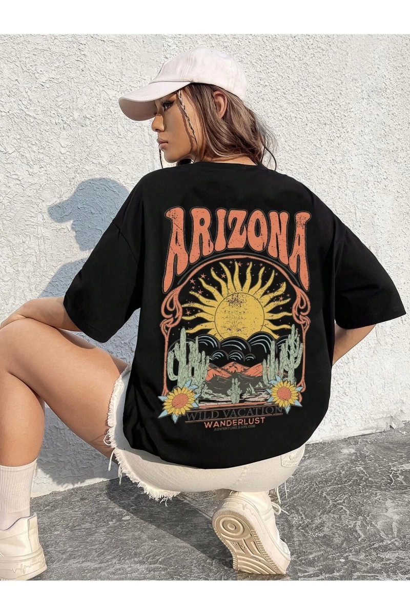 Karikatür ve Grafik tasarım Oversize T-shirt Cartoon/Letter serisi kod858