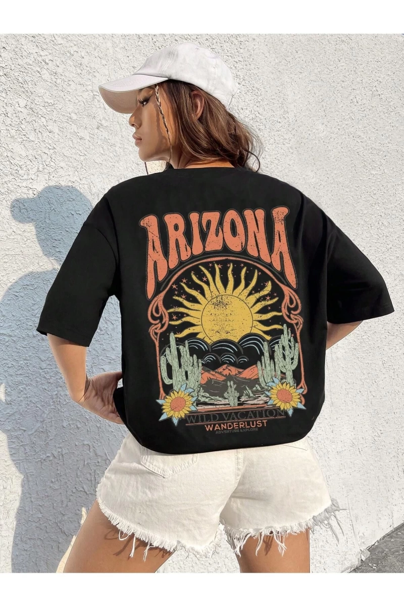 Karikatür ve Grafik tasarım Oversize T-shirt Cartoon/Letter serisi kod858