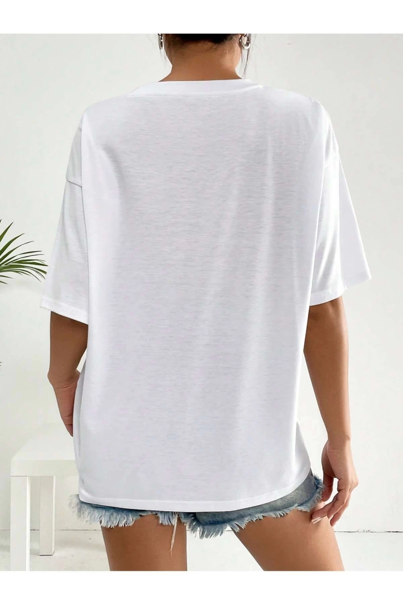 Karikatür ve Grafik tasarım Oversize T-shirt Cartoon/Letter serisi kod864