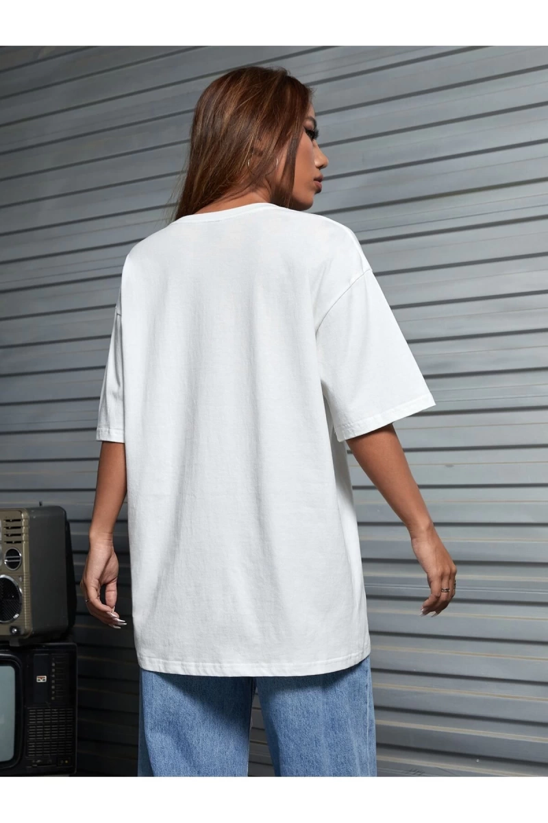 Karikatür ve Grafik tasarım Oversize T-shirt Cartoon/Letter serisi kod866