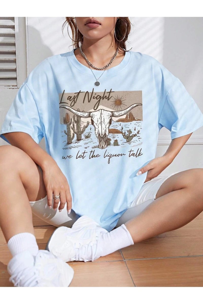 Karikatür ve Grafik tasarım Oversize T-shirt Cartoon/Letter serisi kod883