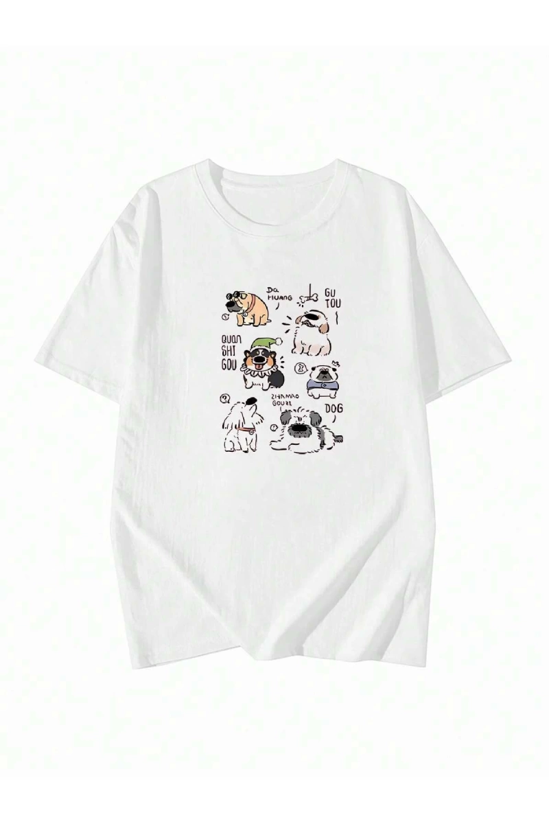Karikatür ve Grafik tasarım Oversize T-shirt Cartoon/Letter serisi kod888