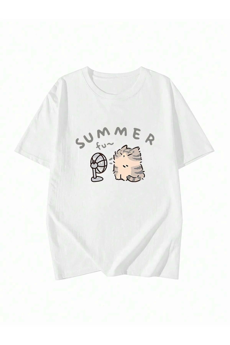 Karikatür ve Grafik tasarım Oversize T-shirt Cartoon/Letter serisi kod891