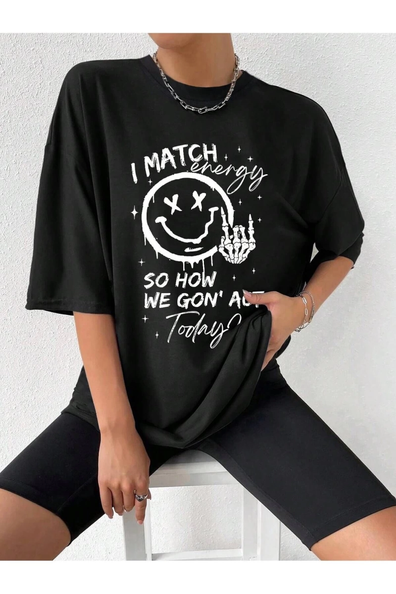 Karikatür ve Grafik tasarım Oversize T-shirt Cartoon/Letter serisi kod894
