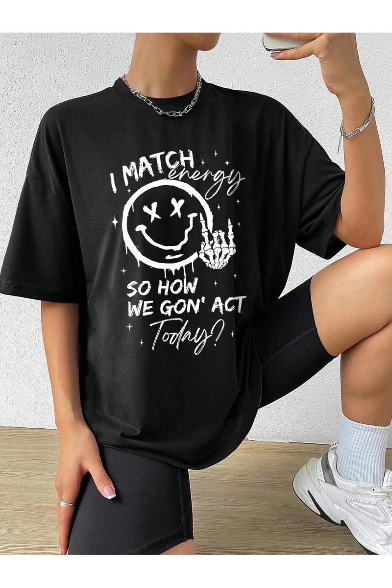 Karikatür ve Grafik tasarım Oversize T-shirt Cartoon/Letter serisi kod894