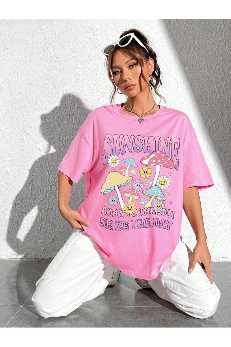 Karikatür ve Grafik tasarım Oversize T-shirt Cartoon/Letter serisi kod896