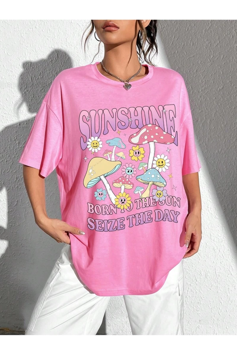 Karikatür ve Grafik tasarım Oversize T-shirt Cartoon/Letter serisi kod896