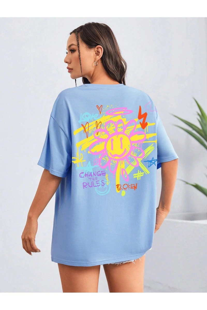Karikatür ve Grafik tasarım Oversize T-shirt Cartoon/Letter serisi kod897