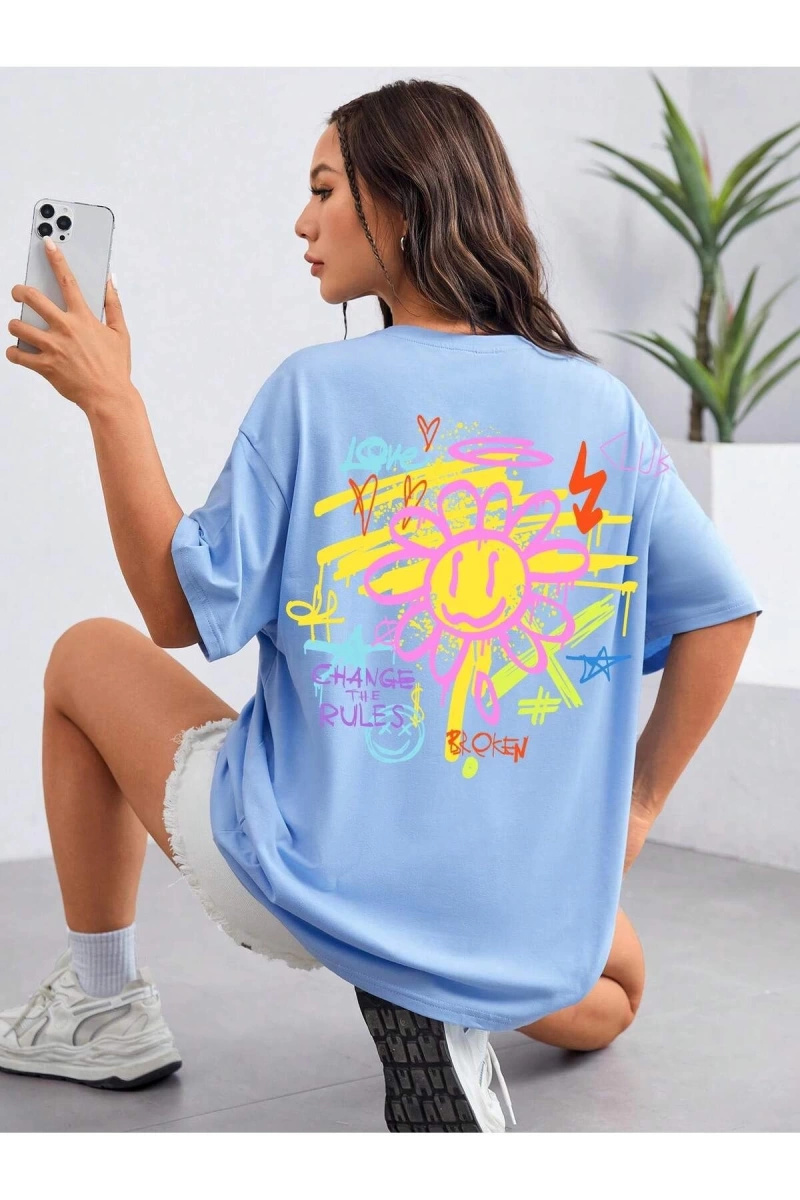 Karikatür ve Grafik tasarım Oversize T-shirt Cartoon/Letter serisi kod897