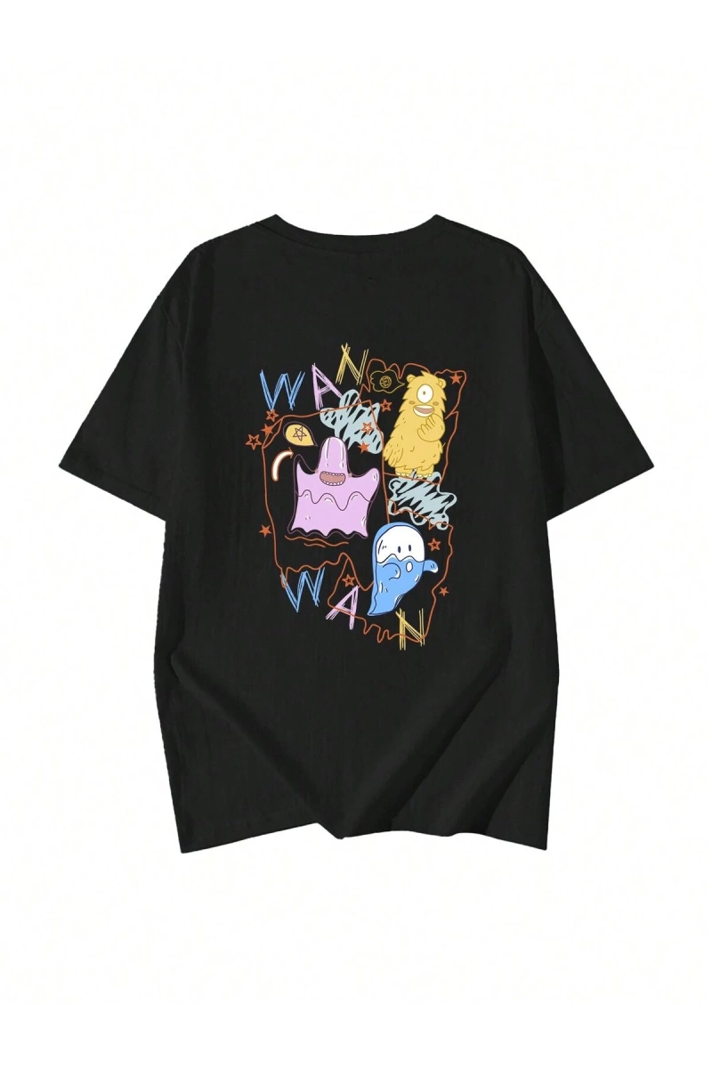 Karikatür ve Grafik tasarım Oversize T-shirt Cartoon/Letter serisi kod90