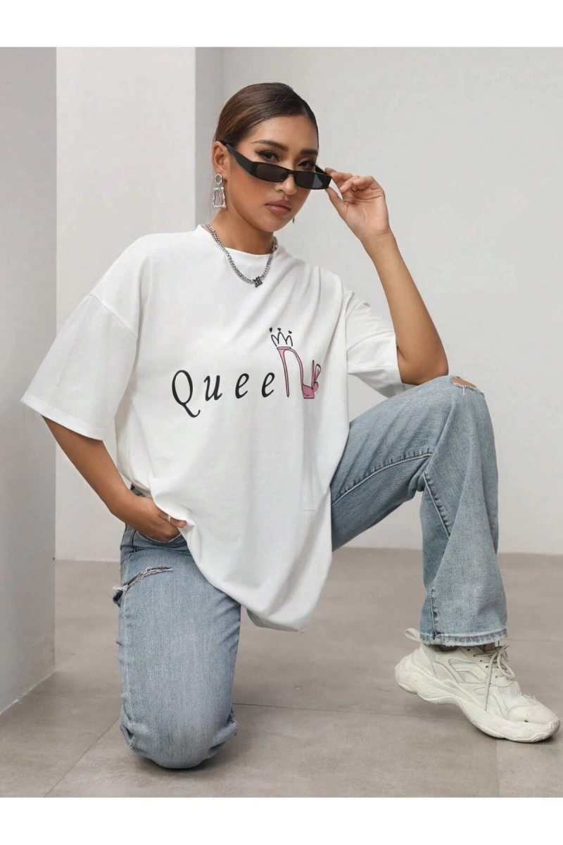 Karikatür ve Grafik tasarım Oversize T-shirt Cartoon/Letter serisi kod904