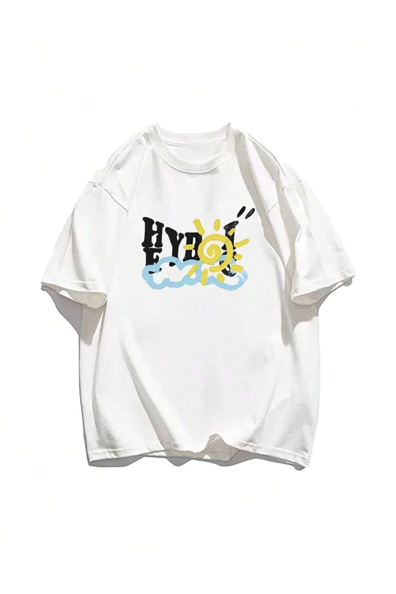 Karikatür ve Grafik tasarım Oversize T-shirt Cartoon/Letter serisi kod906