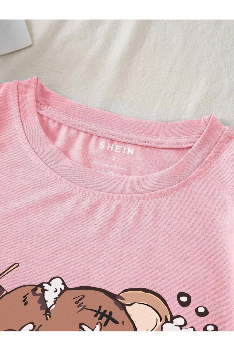 Karikatür ve Grafik Tasarım Oversize T-shirt Cartoon/Letter serisi kod917