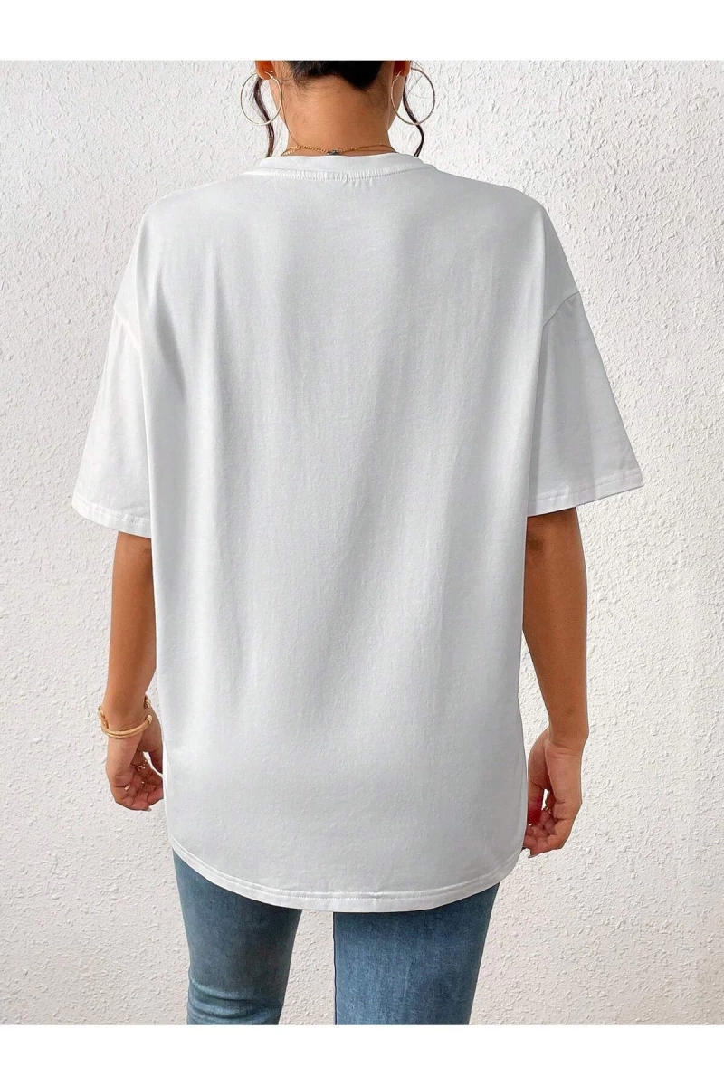Karikatür ve Grafik tasarım Oversize T-shirt Cartoon/Letter serisi kod95