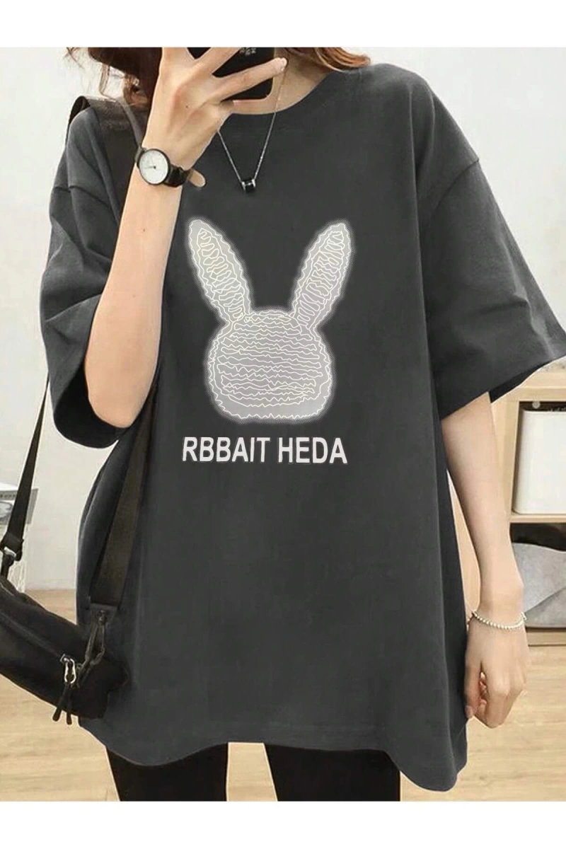 Karikatür ve Grafik tasarım Oversize T-shirt Cartoon/Letter serisi kod97