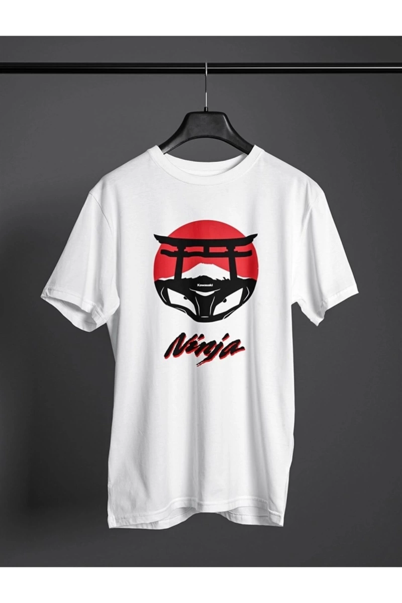 Kawasaki Ninja Motosiklet Beyaz T-shirt
