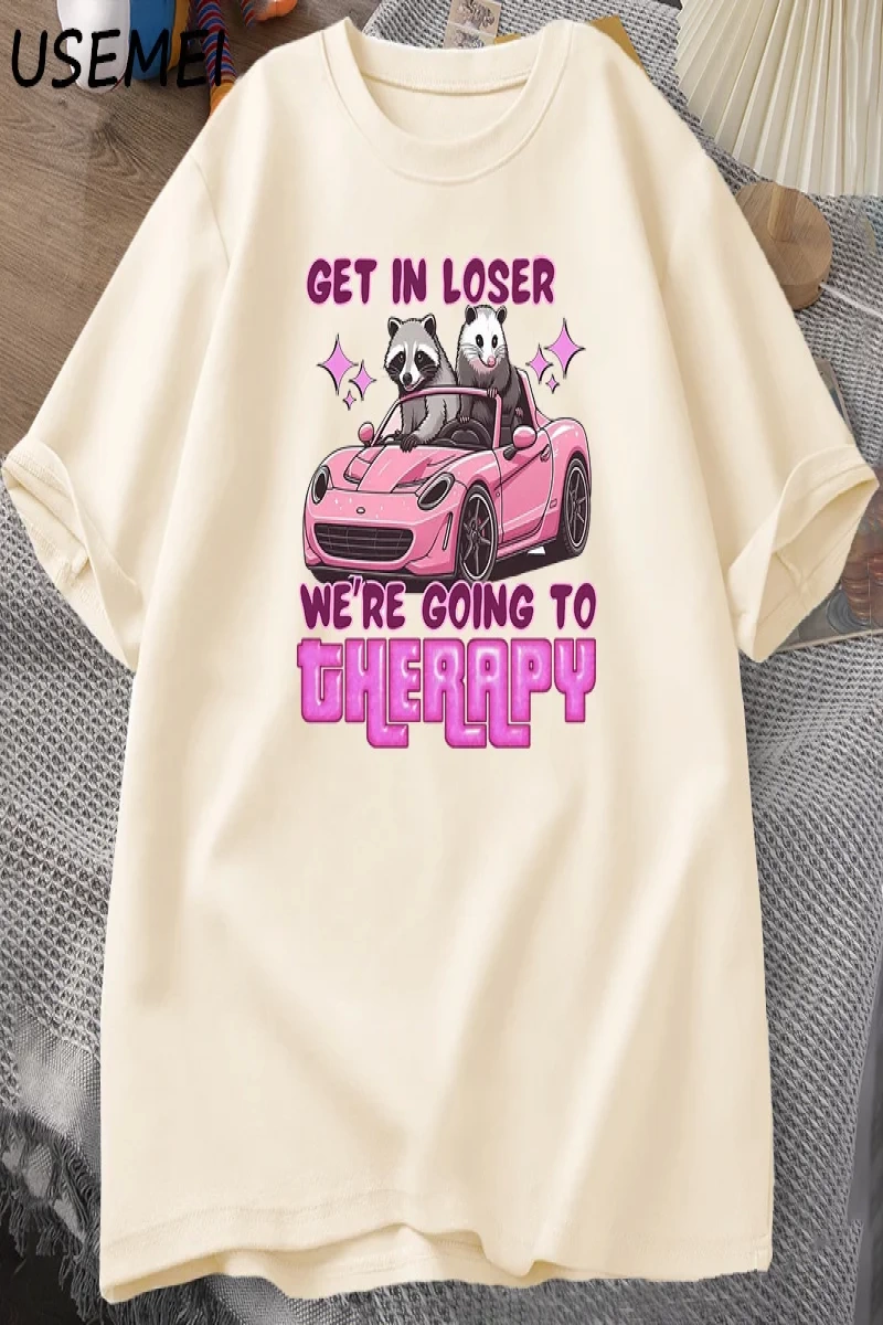 Kaybeden olsun biz gidiyor terapi rakun komik T Shirt Trendy Y2k zihinsel sağlık T Shirt erke 3046